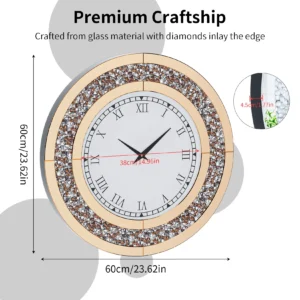 Bling Silver Mirror Clock